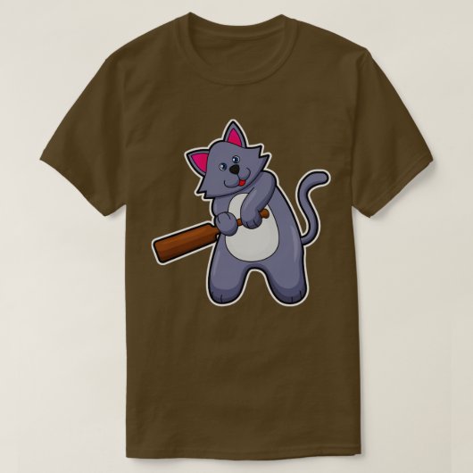 クリケットで猫を飼うこうもり Tシャツ (デザイン正面)