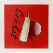 クリケットのこうもりとボールはラベルを貼っていた。 ジグソーパズル (横)