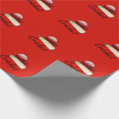 クリケットのこうもりとボールはラベルを貼っていた。 ラッピングペーパー (角)