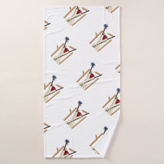 クリケットのウィケットとボール。 バスタオル (バスタオル)