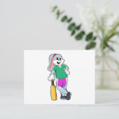 クリケットのウサギがクリケットのバットを持って ポストカード (スタンド正面)