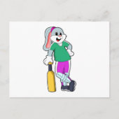 クリケットのウサギがクリケットのバットを持って ポストカード (正面)