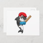 クリケットのクジラがクリケットのバットで ポストカード (正面/裏面)