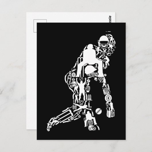 クリケットのスポーツシンボルズクリケット選手 ポストカード (正面/裏面)