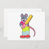 クリケットのマウス クリケットバット付き ポストカード (正面/裏面)