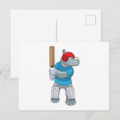 クリケットのラインノー クリケットのバットを持って ポストカード (正面/裏面)