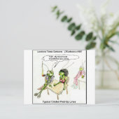 クリケットの拾い上げラインおもしろい ポストカード (スタンド正面)