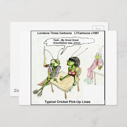 クリケットの拾い上げラインおもしろい ポストカード (正面/裏面)