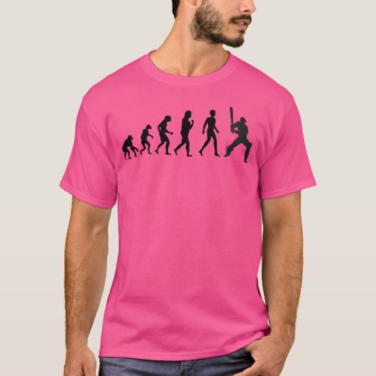 クリケットの歴史おもしろいの進化 Tシャツ (正面)