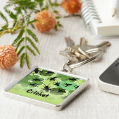 クリケットの花のパターン緑+黒 キーホルダー (側面)