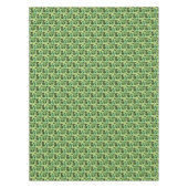 クリケットの花のパターン緑+黒 テーブルクロス (正面)