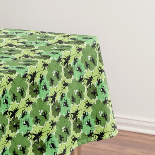 クリケットの花のパターン緑+黒 テーブルクロス (インサイチュ)