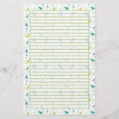 クリケットの虫の水色の虫が緑に並ぶ 便箋 (正面)