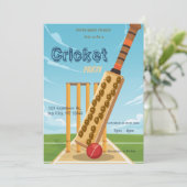 クリケットの誕生日パーティースポーツ招待状 招待状 (スタンド正面)