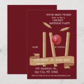 クリケットの誕生日パーティー スポーツ招待状 招待状 (正面/裏面)