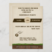 クリケットの誕生日パーティー スポーツ招待状 招待状 (正面/裏面)