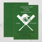 クリケットの誕生日パーティー スポーツ招待状 招待状 (正面/裏面)