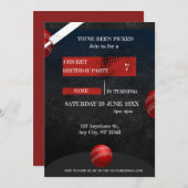 クリケットの誕生日パーティー スポーツ招待状 招待状 (正面/裏面)