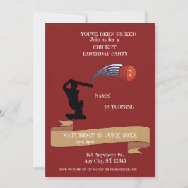 クリケットの誕生日パーティー スポーツ招待状 招待状