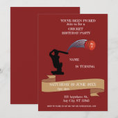 クリケットの誕生日パーティー スポーツ招待状 招待状 (正面/裏面)