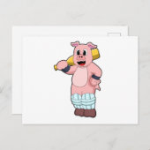 クリケットの豚 クリケットのバット ポストカード (正面/裏面)