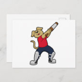 クリケットの道具を持つ犬 ポストカード (正面/裏面)