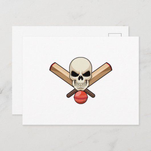クリケットの骸骨 クリケットのバットを持って ポストカード (正面/裏面)