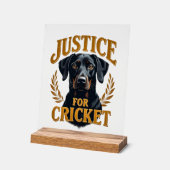 クリケットへの正義 ビンテージ犬のメモリアルTypograph アクリルサイン (傾斜)