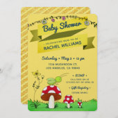 クリケットグリッターテーマイエローベビーシャワー招待状 招待状 (正面/裏面)