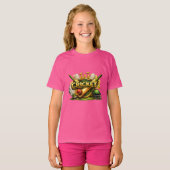 クリケットゴールドエンブレムスポーツインスパイアードガールズTシャツ Tシャツ (正面フル)