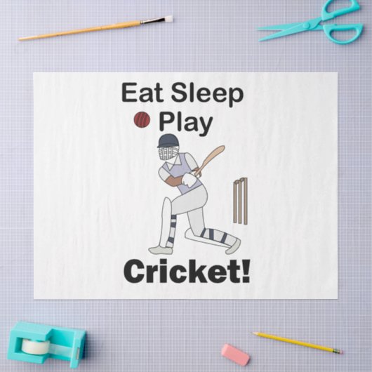 クリケットスポーツ Eat Sleep Play クリケット 薄葉紙 (クラフト)
