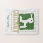 クリケットバットマンヴィンテージ投手の選手コーチ ジグソーパズル (横)