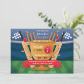 クリケットバースデーパーティースポーツウィナーカップ招待状 招待状 (スタンド正面)