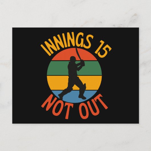 クリケットファン15歳誕生日ノットアウト ポストカード (正面)