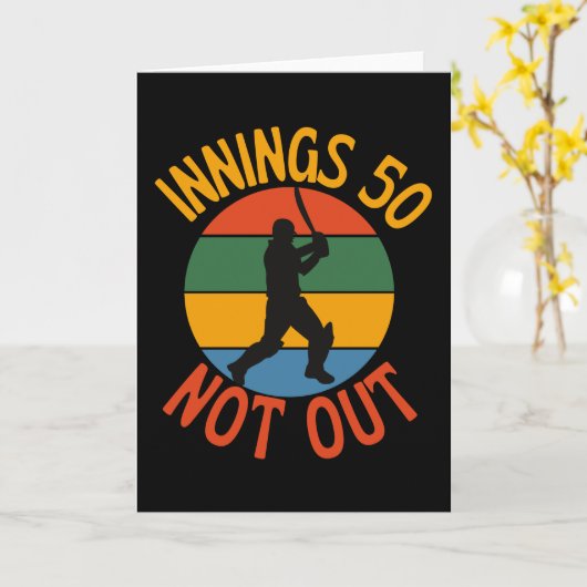 クリケットファン50歳誕生日アウトなし カード (黄色い花)