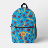 クリケットプレイヤーこうもりとボールパターン(の模様が)あるバックパック プリントバックパック (正面)