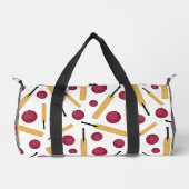 クリケットプレイヤークリケットこうもりとボールパターン(の模様が)ある ダッフルバッグ (正面)