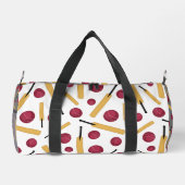 クリケットプレイヤークリケットこうもりとボールパターン（の模様が）ある ダッフルバッグ (裏面)