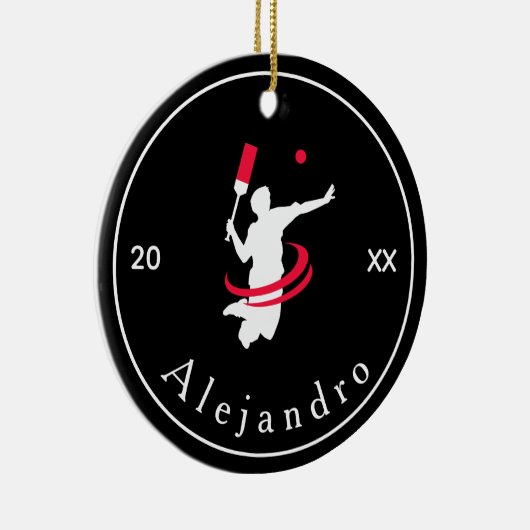 クリケットプレイヤーコーチシルエット白黒スポーツ セラミックオーナメント (右)