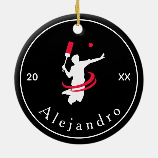 クリケットプレイヤーコーチシルエット白黒スポーツ セラミックオーナメント (裏面)