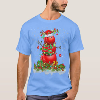 クリケットボール雪だるまクリスマスライトクリケットボールChri Tシャツ