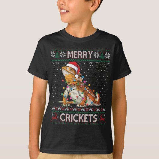 クリケットメリーひげドラゴン醜いセーターのクリスマス Tシャツ (正面)