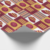 クリケットヴィンテージキャップこうもりとボールパターン(の模様が)ある ラッピングペーパー (角)