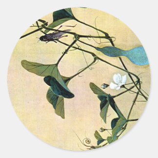 クリケット日本のオンつる植物浮世絵 ラウンドシール