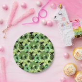 クリケット花柄グリーンとブラック ペーパープレート (パーティー)