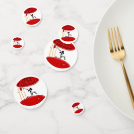 クリケット選手がボールに乗っている。 コンフェッティ