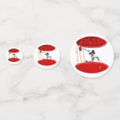 クリケット選手がボールに乗っている。 コンフェッティ (裏面)