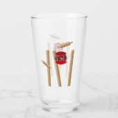 クリケット選手がボールに乗っている。 タンブラーグラス (裏面)