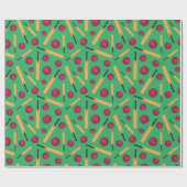 クリケット選手こうもり及びボールクリケット模様 ラッピングペーパー (フラット)