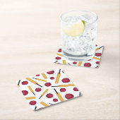 クリケット選手のこうもりとボールパターン(の模様が)ある スクエアペーパーコースター (インサイチュ)